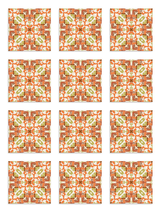 Azulejo Adhesivo Hidráulico Estilo Oriental Naranja Home & Living 