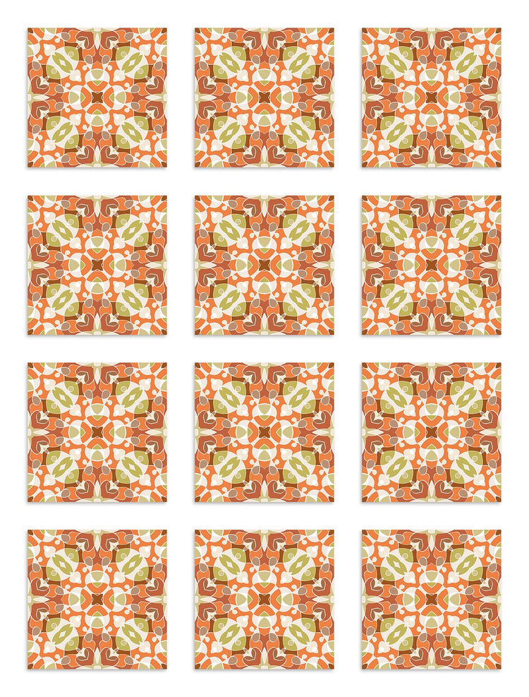 Azulejo Adhesivo Hidráulico Estilo Oriental Naranja Home & Living 