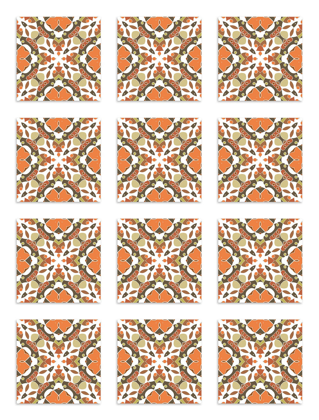 Azulejo Adhesivo Hidráulico Oriental Mosaico Naranja Home & Living 