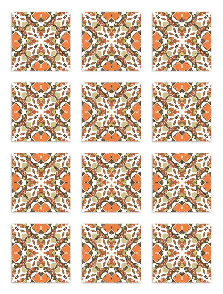 Azulejo Adhesivo Hidráulico Oriental Mosaico Naranja Home & Living 