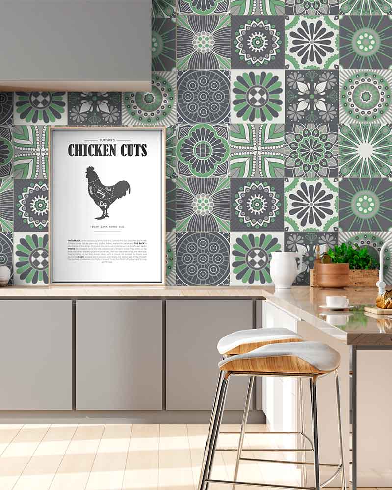 Azulejo Adhesivo Hidráulico Verde Home & Living 