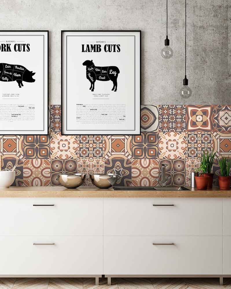 Azulejo Adhesivo Modelo Hidráulico Marrón Home & Living 