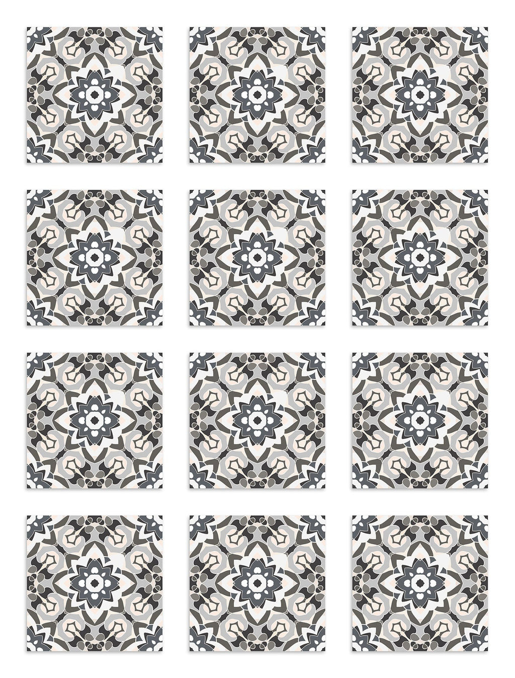 Azulejo Adhesivo Oriental Floreada Gris Home & Living 
