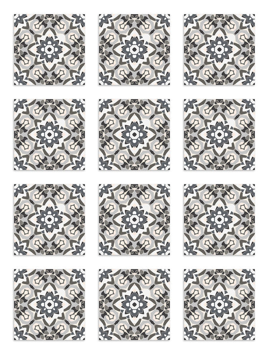 Azulejo Adhesivo Oriental Floreada Gris Home & Living 