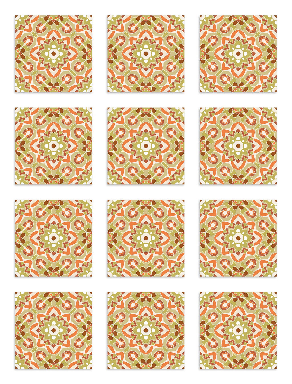 Azulejo Adhesivo Oriental Floreada Naranja Home & Living 