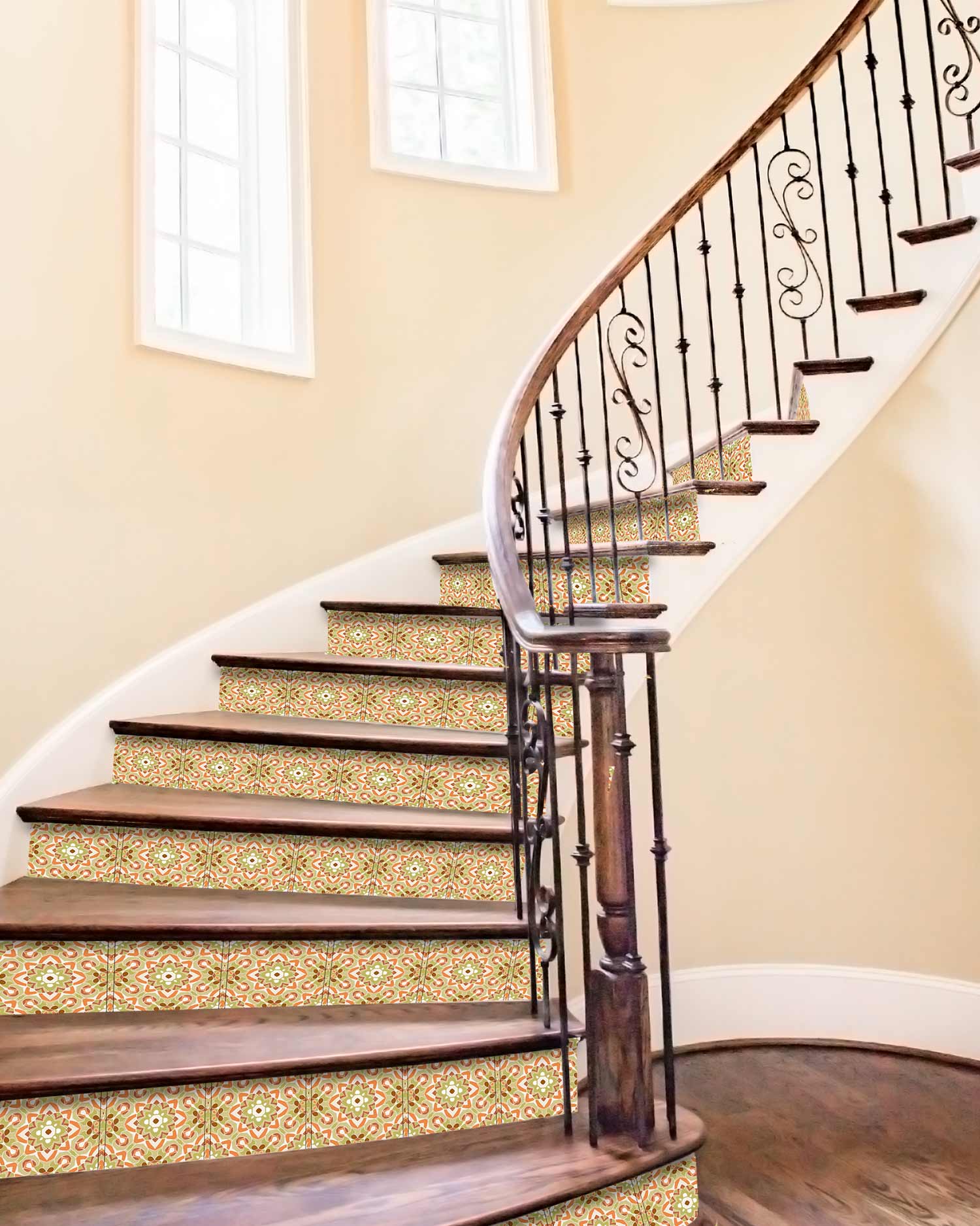 Azulejo Adhesivo Oriental Floreada Naranja Home & Living 