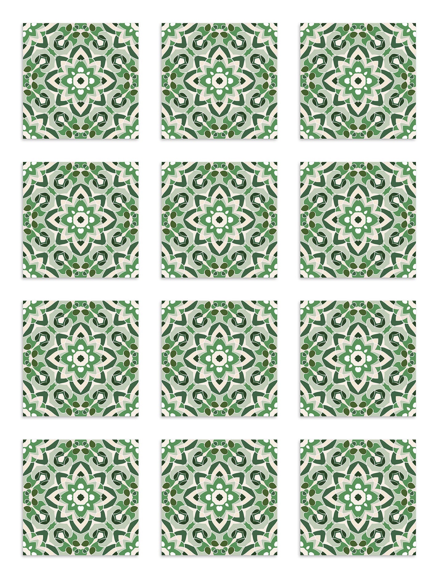 Azulejo Adhesivo Oriental Floreada Verde Home & Living 