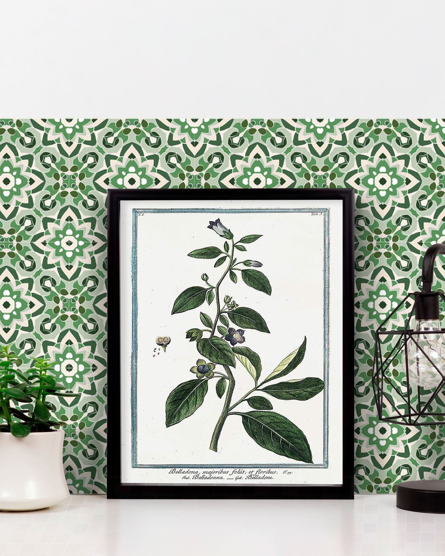 Azulejo Adhesivo Oriental Floreada Verde Home & Living 