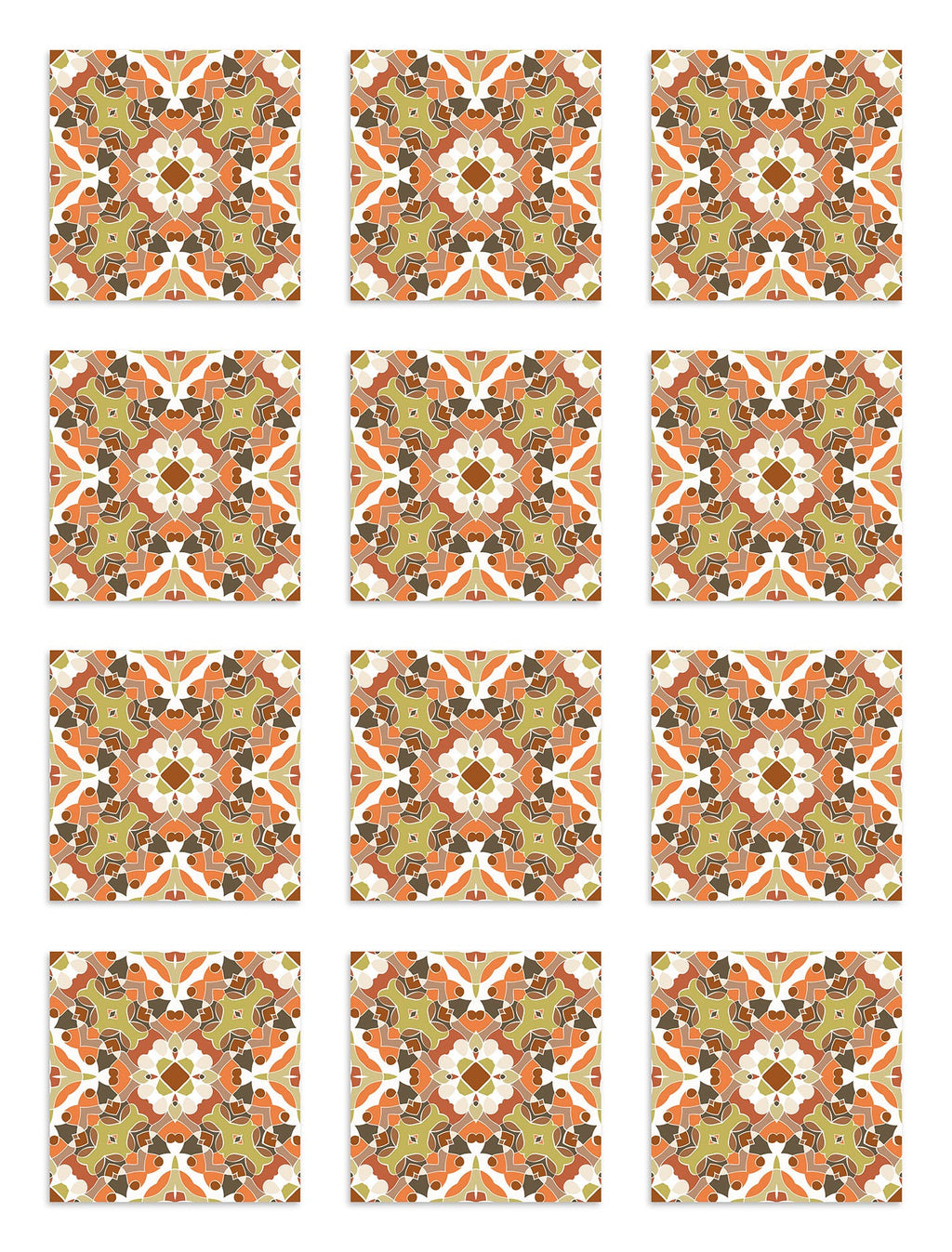 Azulejo Adhesivo Oriental Hidráulico Naranja Home & Living 