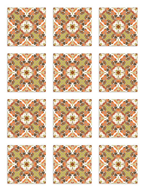 Azulejo Adhesivo Oriental Hidráulico Naranja Home & Living 