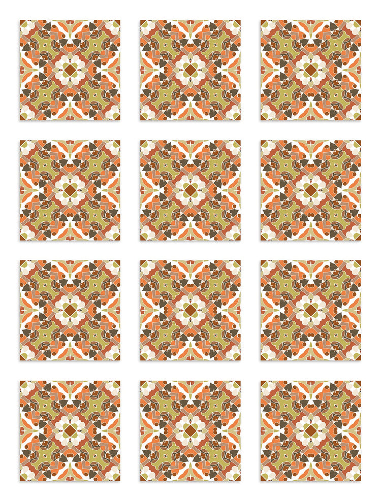 Azulejo Adhesivo Oriental Hidráulico Naranja Home & Living 