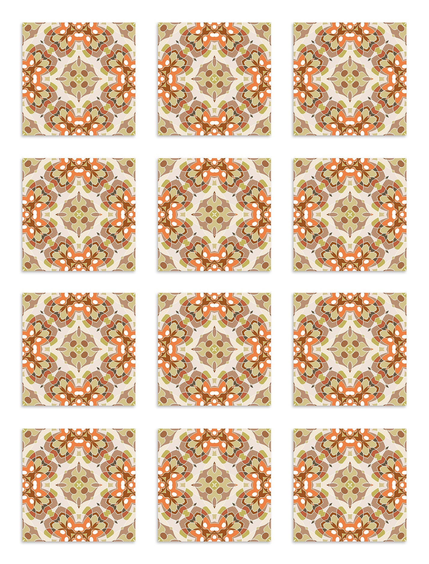 Azulejo Adhesivo Oriental Naranja Home & Living 