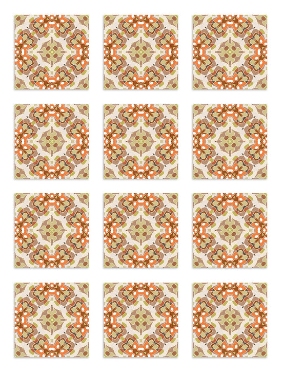 Azulejo Adhesivo Oriental Naranja Home & Living 