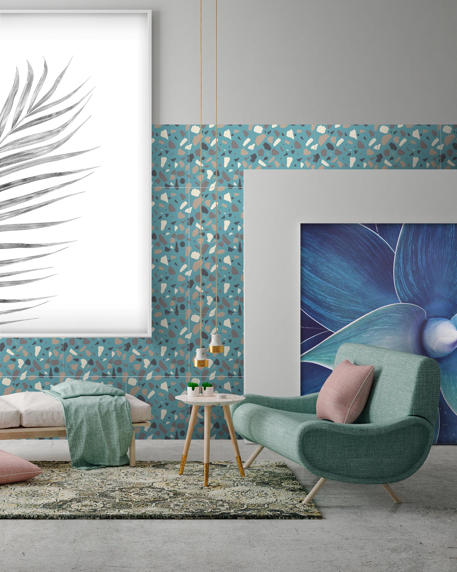 Azulejo Adhesivo Piedras Colores Azul Home & Living 