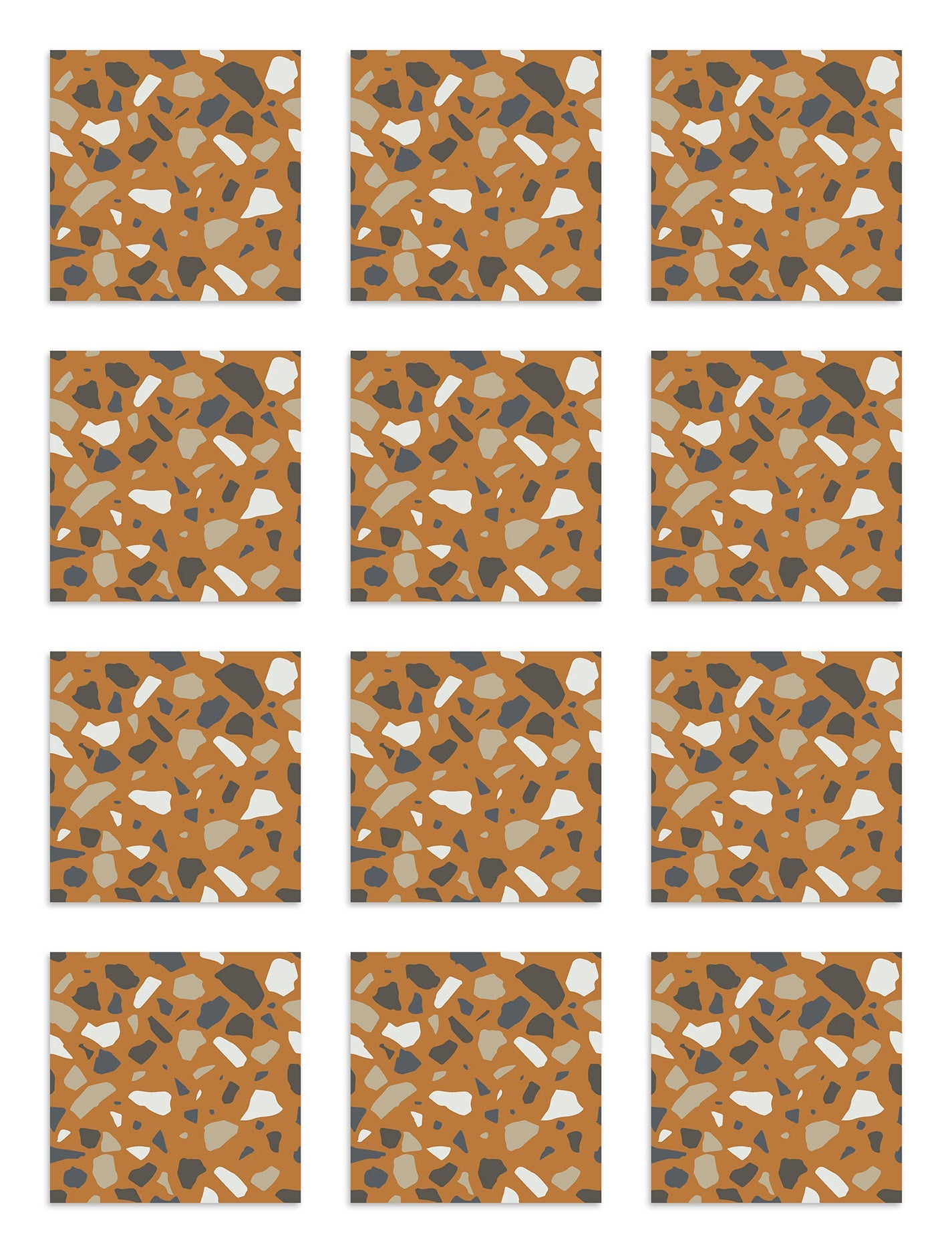 Azulejo Adhesivo Piedras Colores Naranja Home & Living 