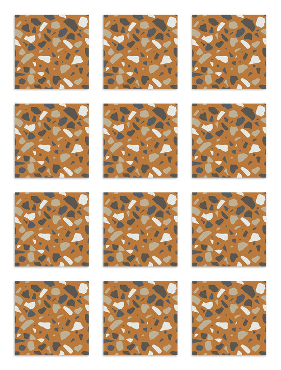 Azulejo Adhesivo Piedras Colores Naranja Home & Living 