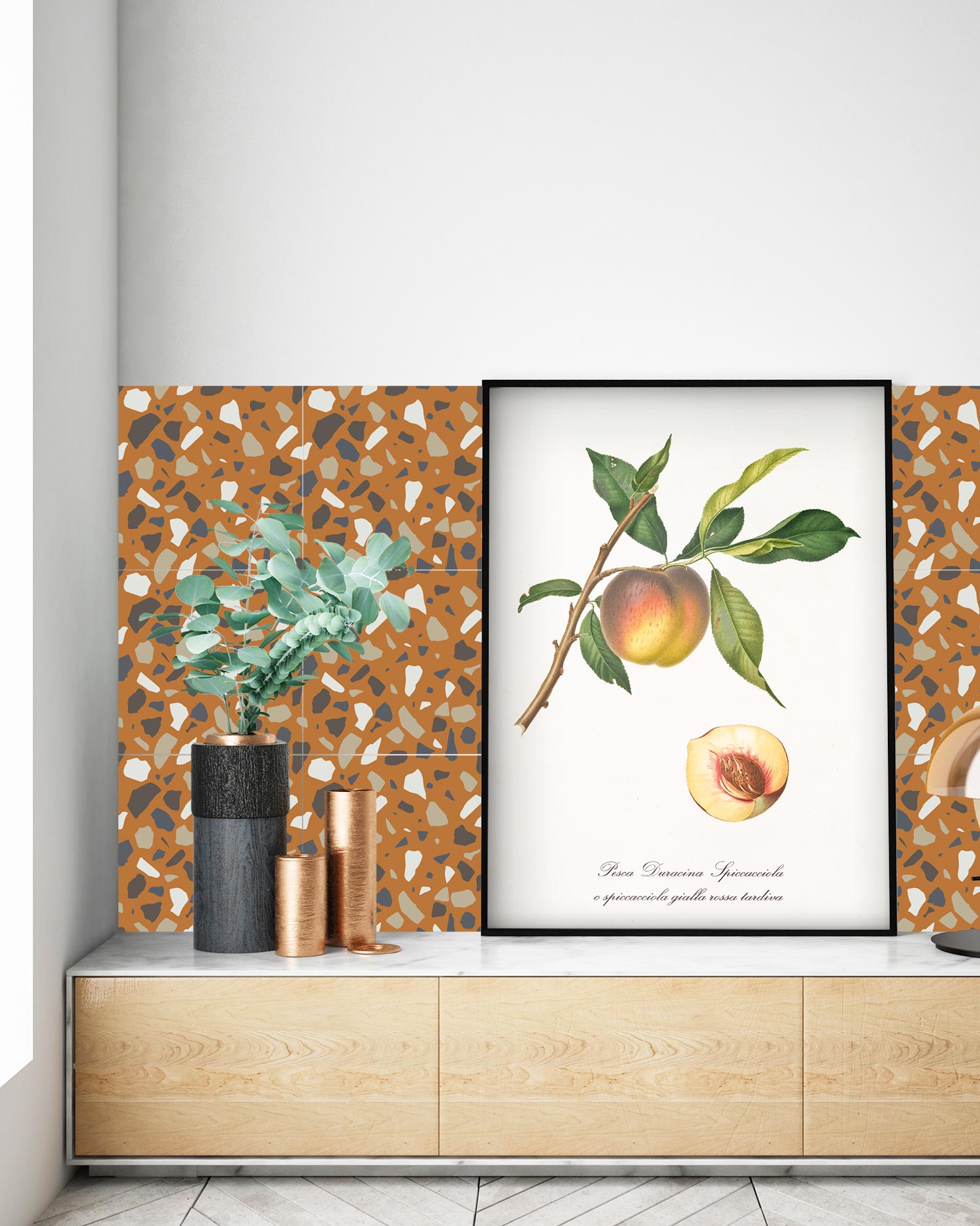 Azulejo Adhesivo Piedras Colores Naranja Home & Living 