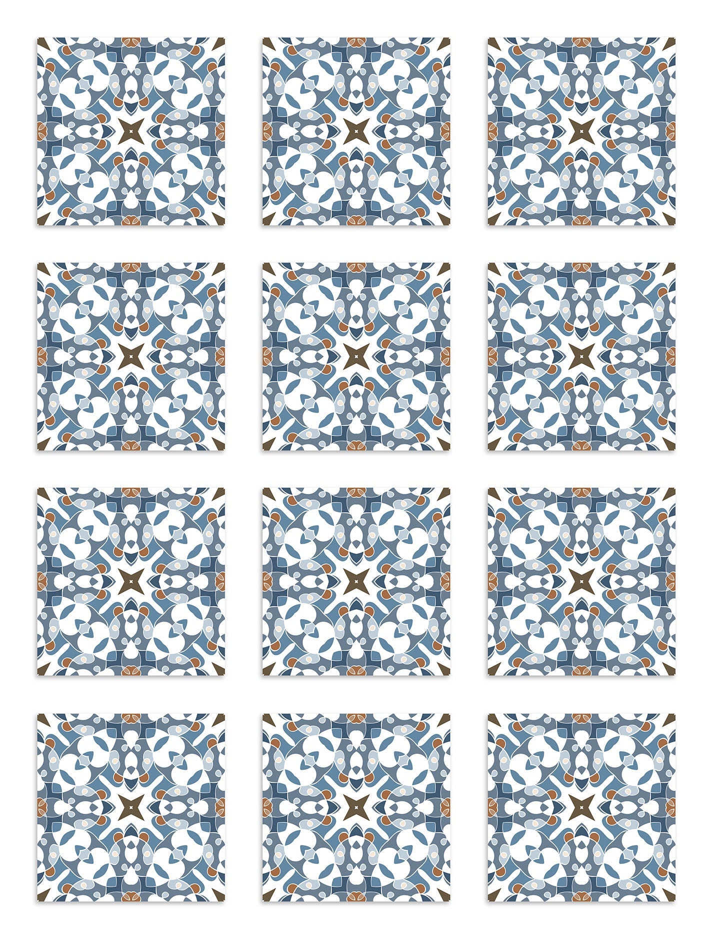 Azulejo Adhesivo Tipo Hidráulico Oriental Azul Home & Living 