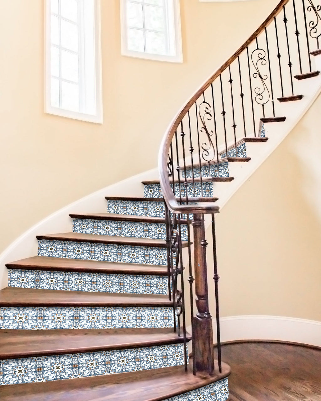 Azulejo Adhesivo Tipo Hidráulico Oriental Azul Home & Living 