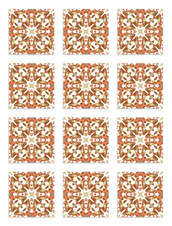 Azulejo Adhesivo Tipo Hidráulico Oriental Naranja Home & Living 