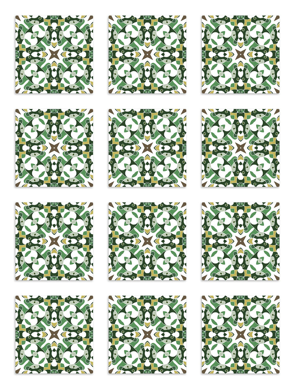 Azulejo Adhesivo Tipo Hidráulico Oriental Verde Home & Living 