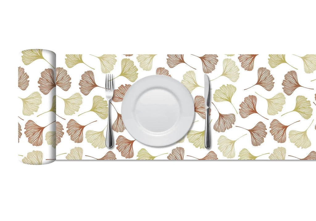 Camino de Mesa Vinílico Ginko Patrón Naranja freeshipping - Home and Living