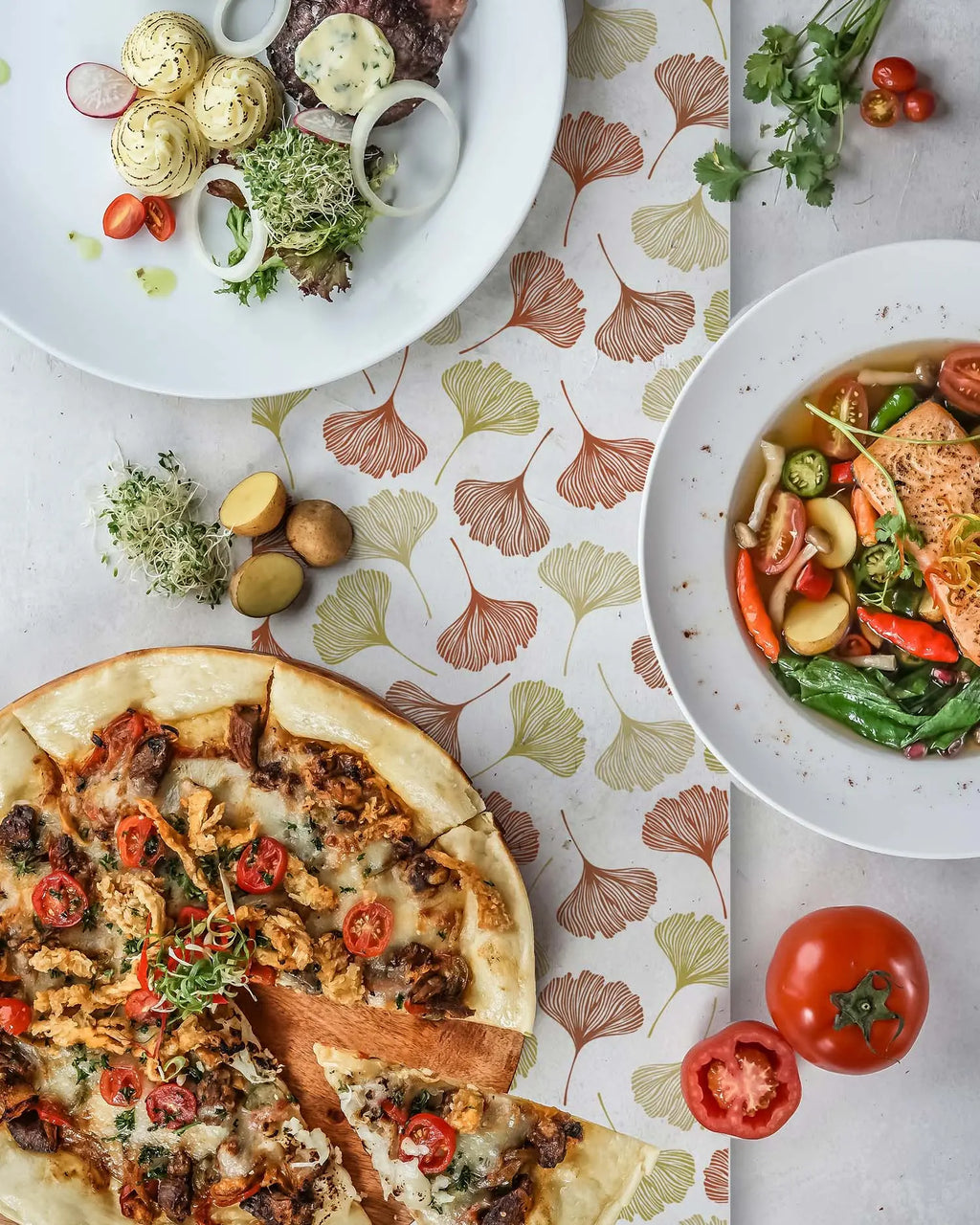 Camino de Mesa Vinílico Ginko Patrón Naranja freeshipping - Home and Living