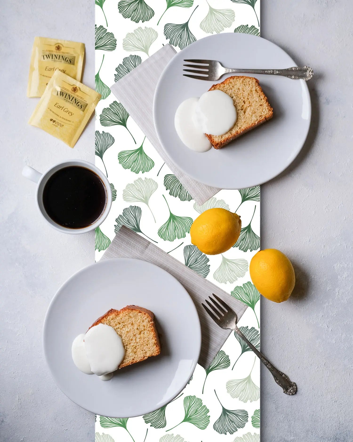 Camino de Mesa Vinílico Ginko Patrón Verde freeshipping - Home and Living