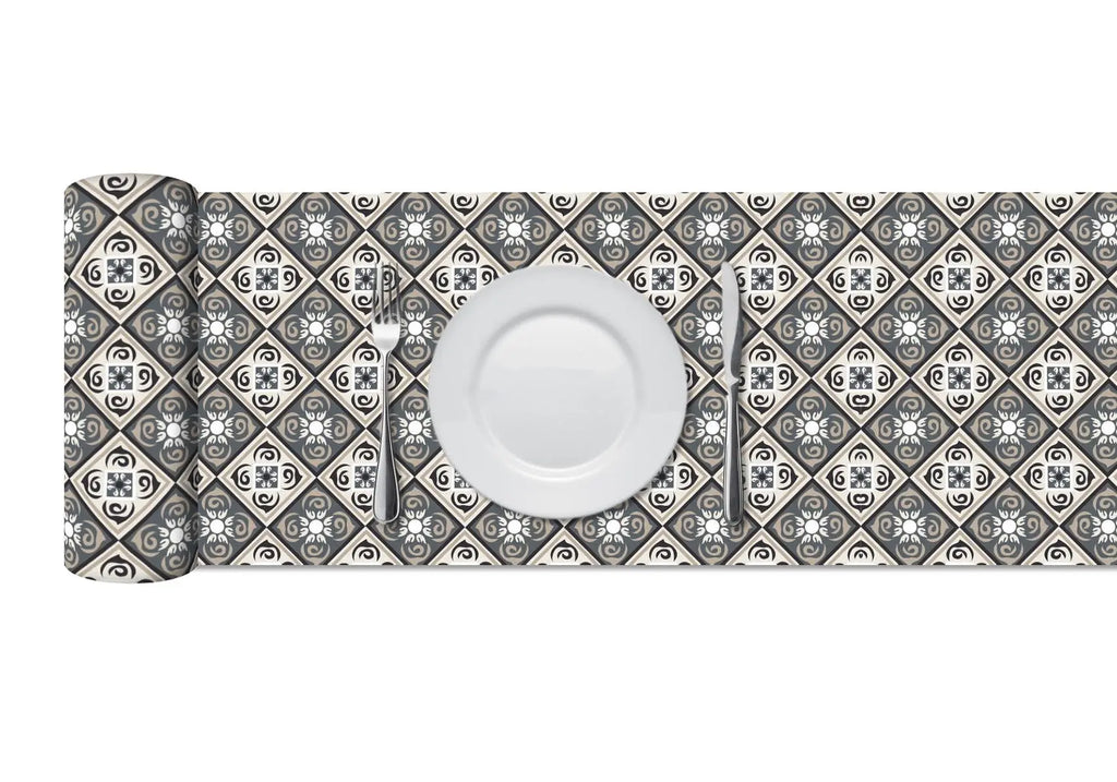 Camino de Mesa Vinílico Hidráulico Diagonal Azul freeshipping - Home and Living