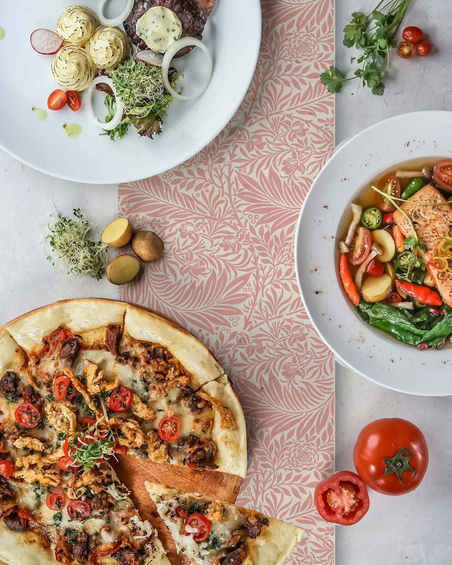 Camino de Mesa Vinílico Hojas Rosas freeshipping - Home and Living