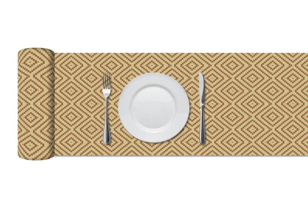 Camino de Mesa Vinílico Rombos Pequeños Naranjas freeshipping - Home and Living