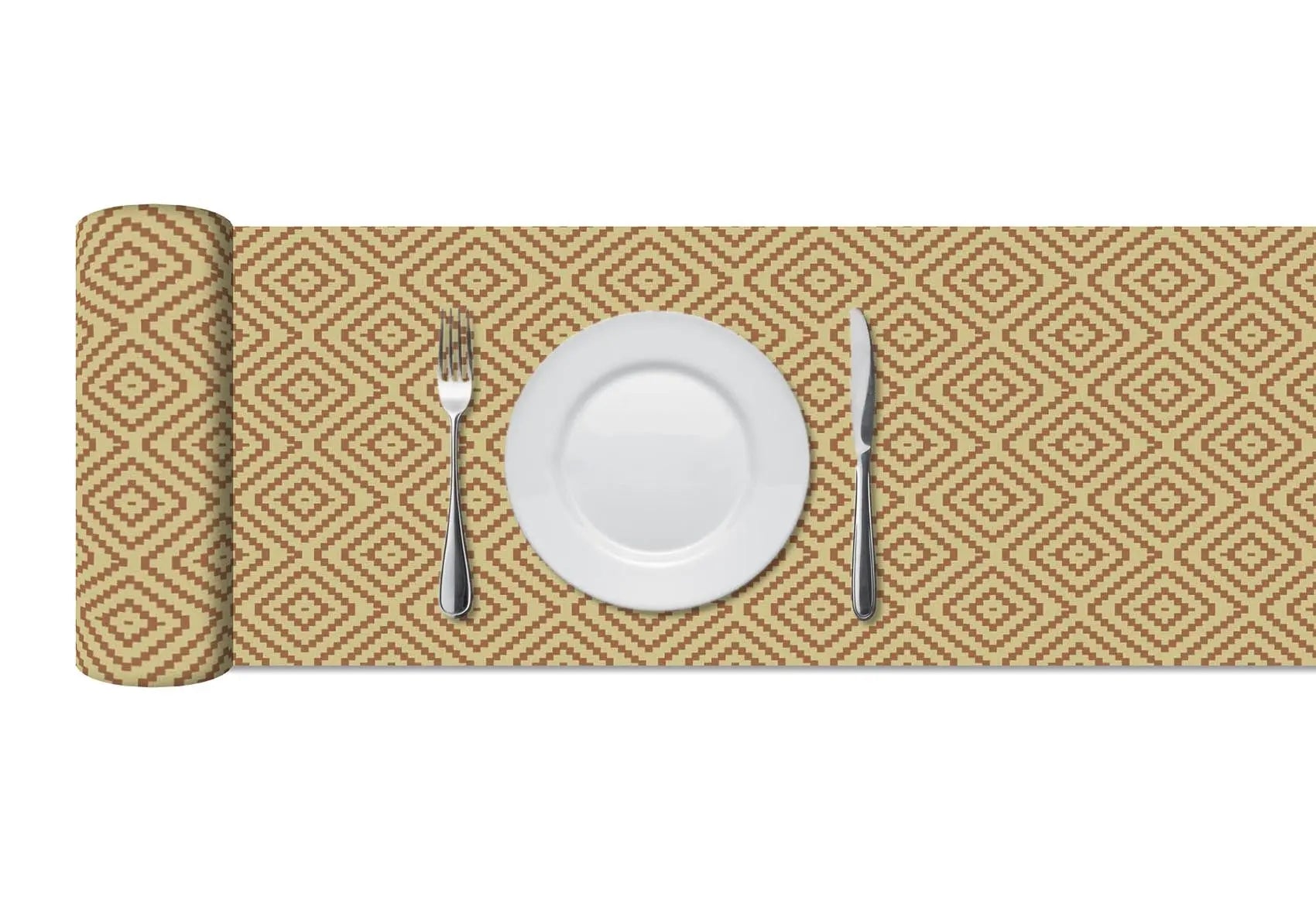 Camino de Mesa Vinílico Rombos Pequeños Naranjas freeshipping - Home and Living