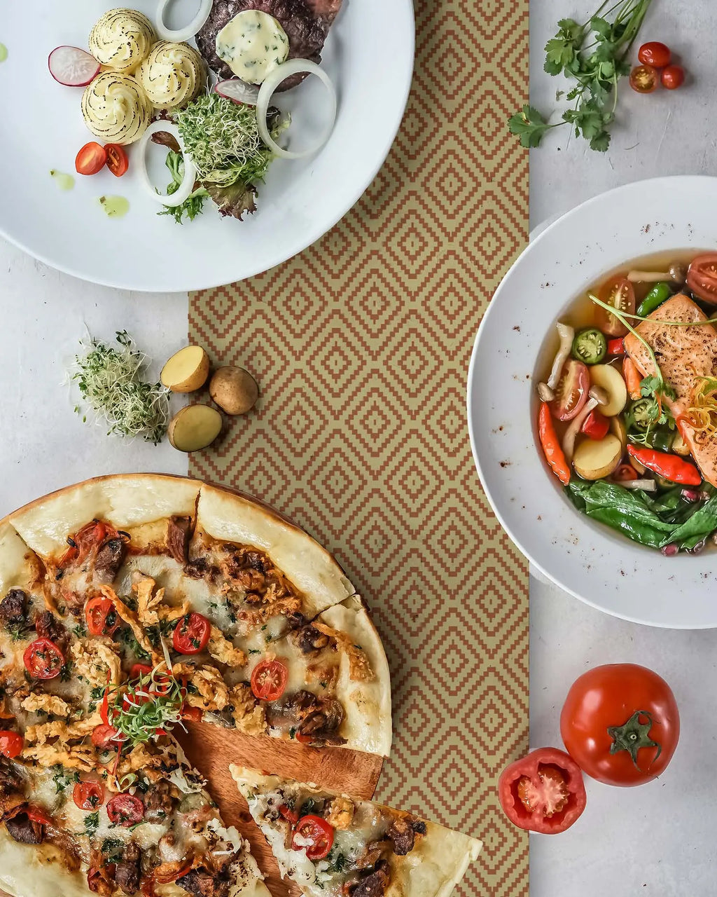 Camino de Mesa Vinílico Rombos Pequeños Naranjas freeshipping - Home and Living