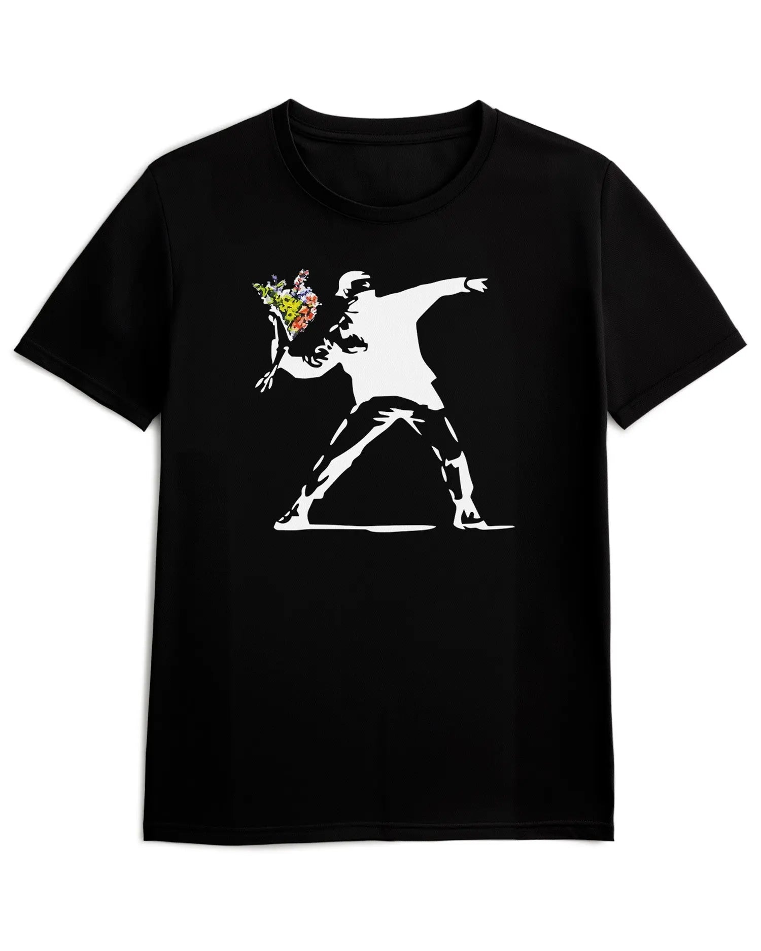 Camiseta de Manga Corta -  Banksy Flower Thrower  - 100% Algodón Home & Living