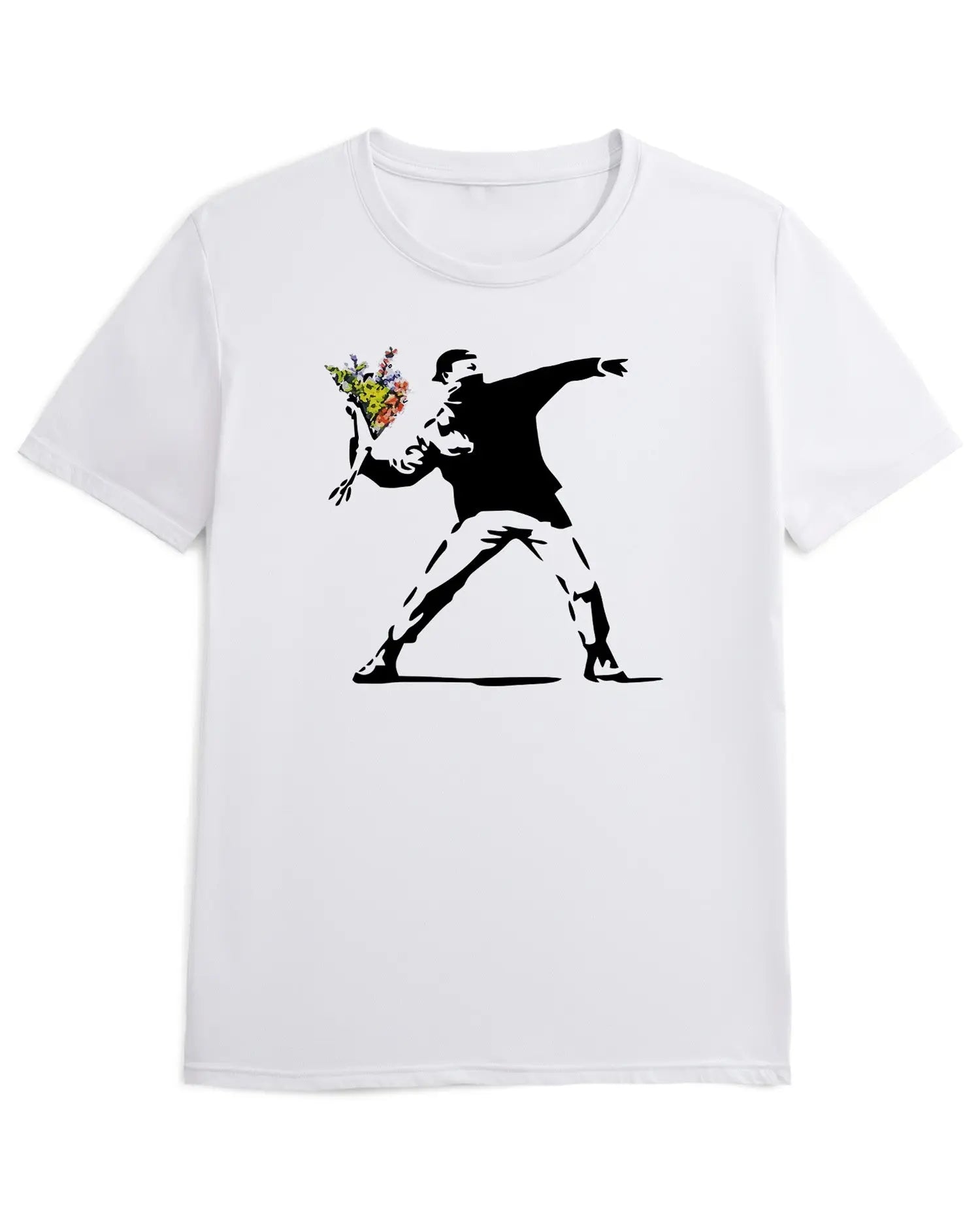 Camiseta de Manga Corta -  Banksy Flower Thrower  - 100% Algodón Home & Living
