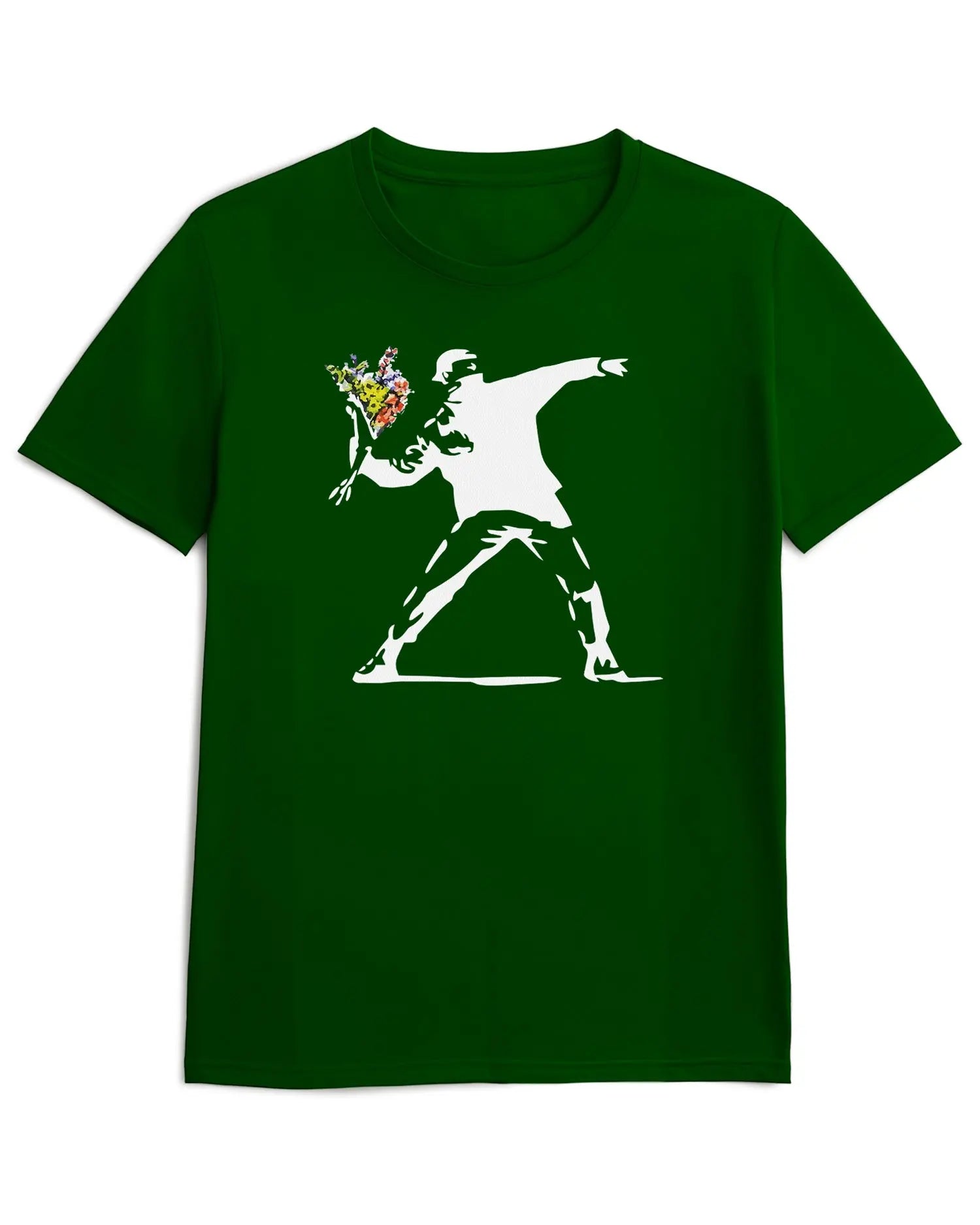Camiseta de Manga Corta -  Banksy Flower Thrower  - 100% Algodón Home & Living