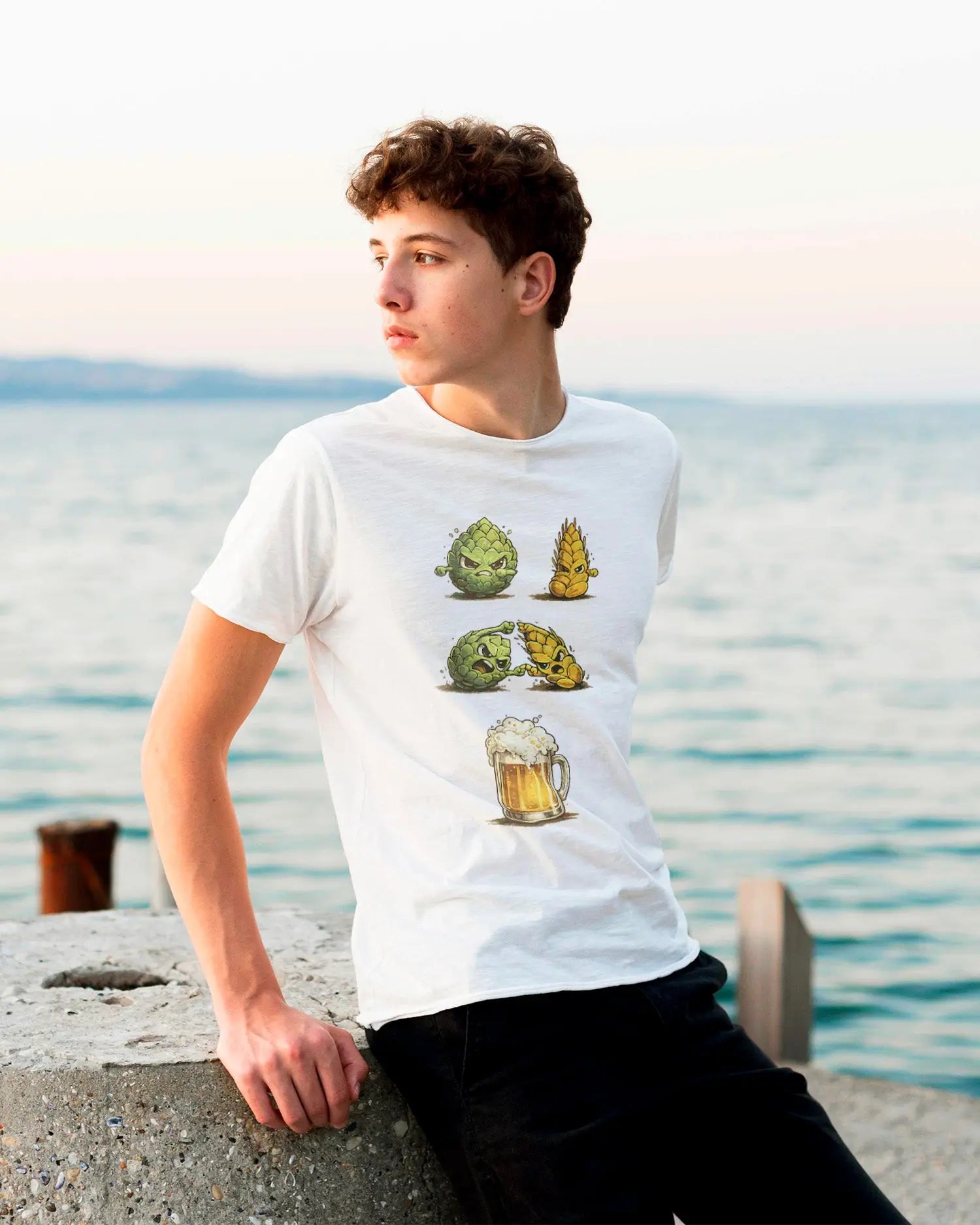 Camiseta de Manga Corta -  Beer Fusion  - 100% Algodón Home & Living