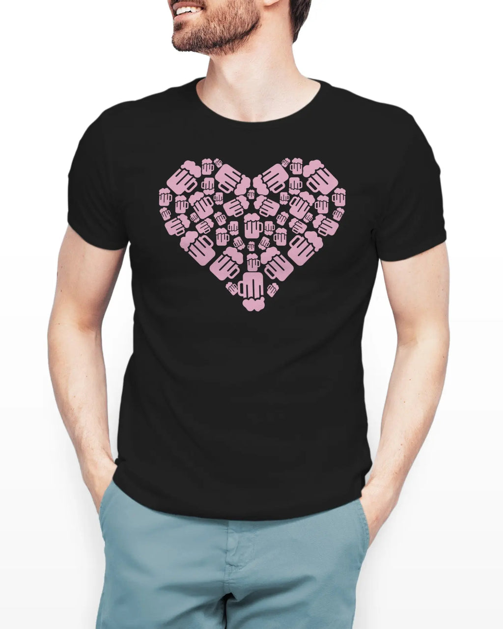 Camiseta de Manga Corta -  Beer Heart  - 100% Algodón Home & Living