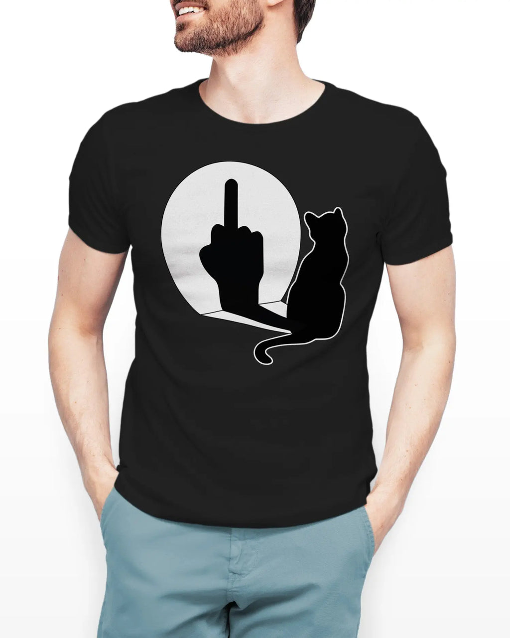 Camiseta de Manga Corta -  Cat Shadow  - 100% Algodón Home & Living