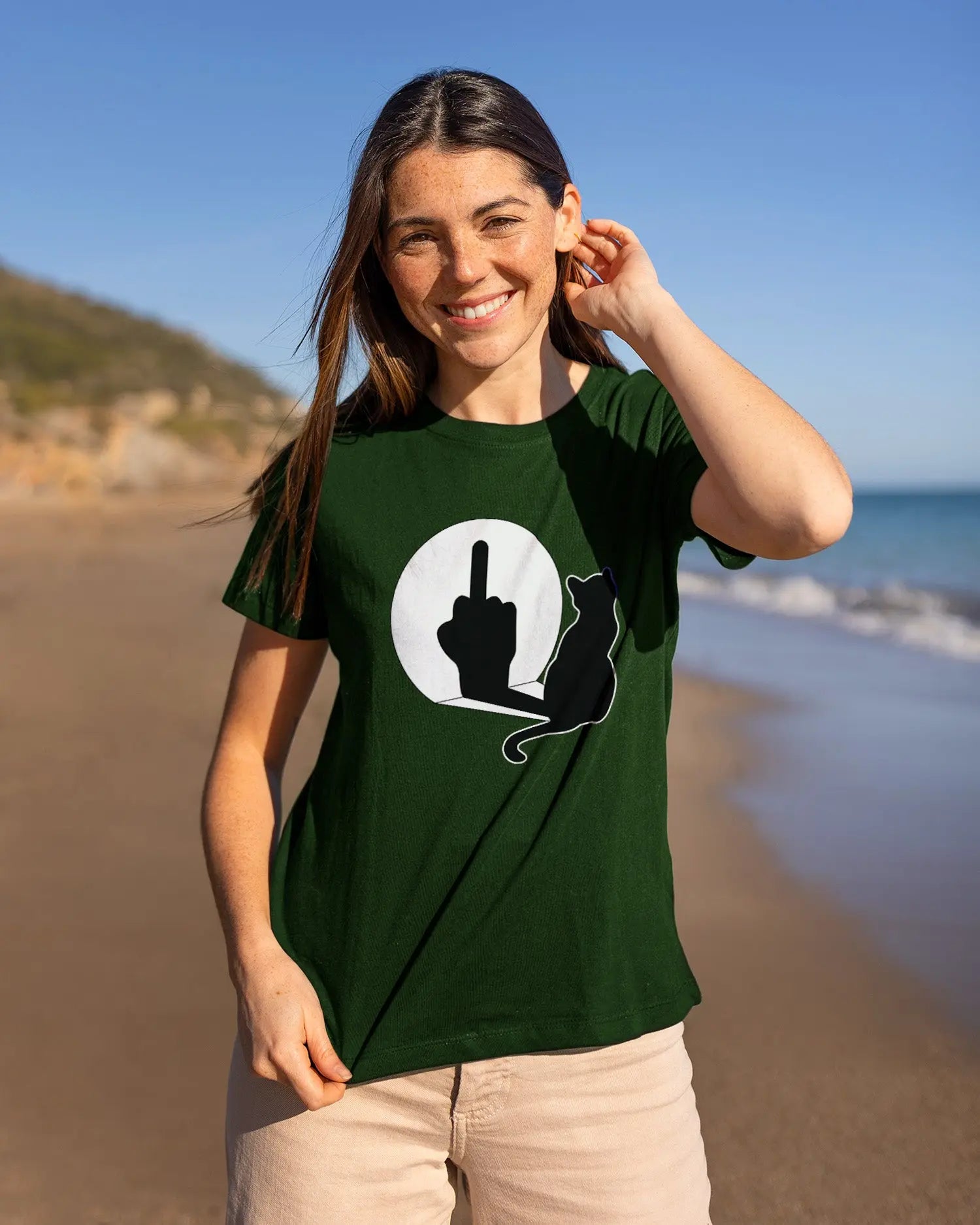 Camiseta de Manga Corta -  Cat Shadow  - 100% Algodón Home & Living