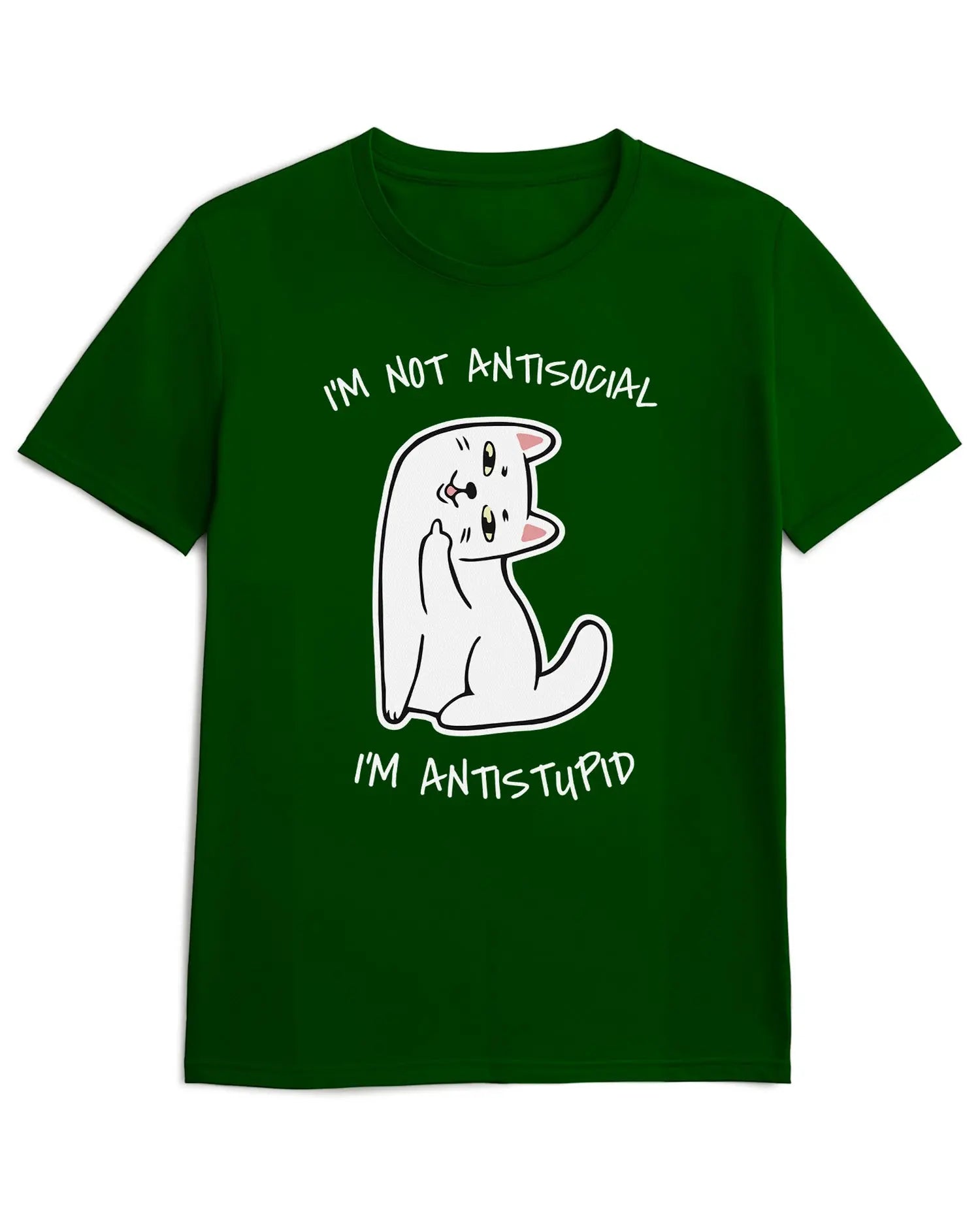 Camiseta de Manga Corta -  Im not Antisocial, Im Antistupid  - 100% Algodón Home & Living