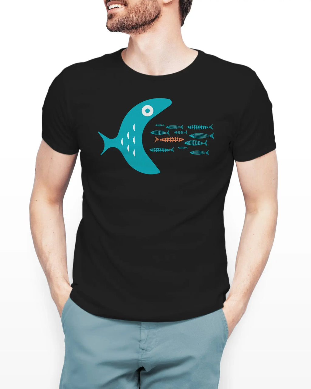 Camiseta de Manga Corta -  Pez Grande  - 100% Algodón Home & Living