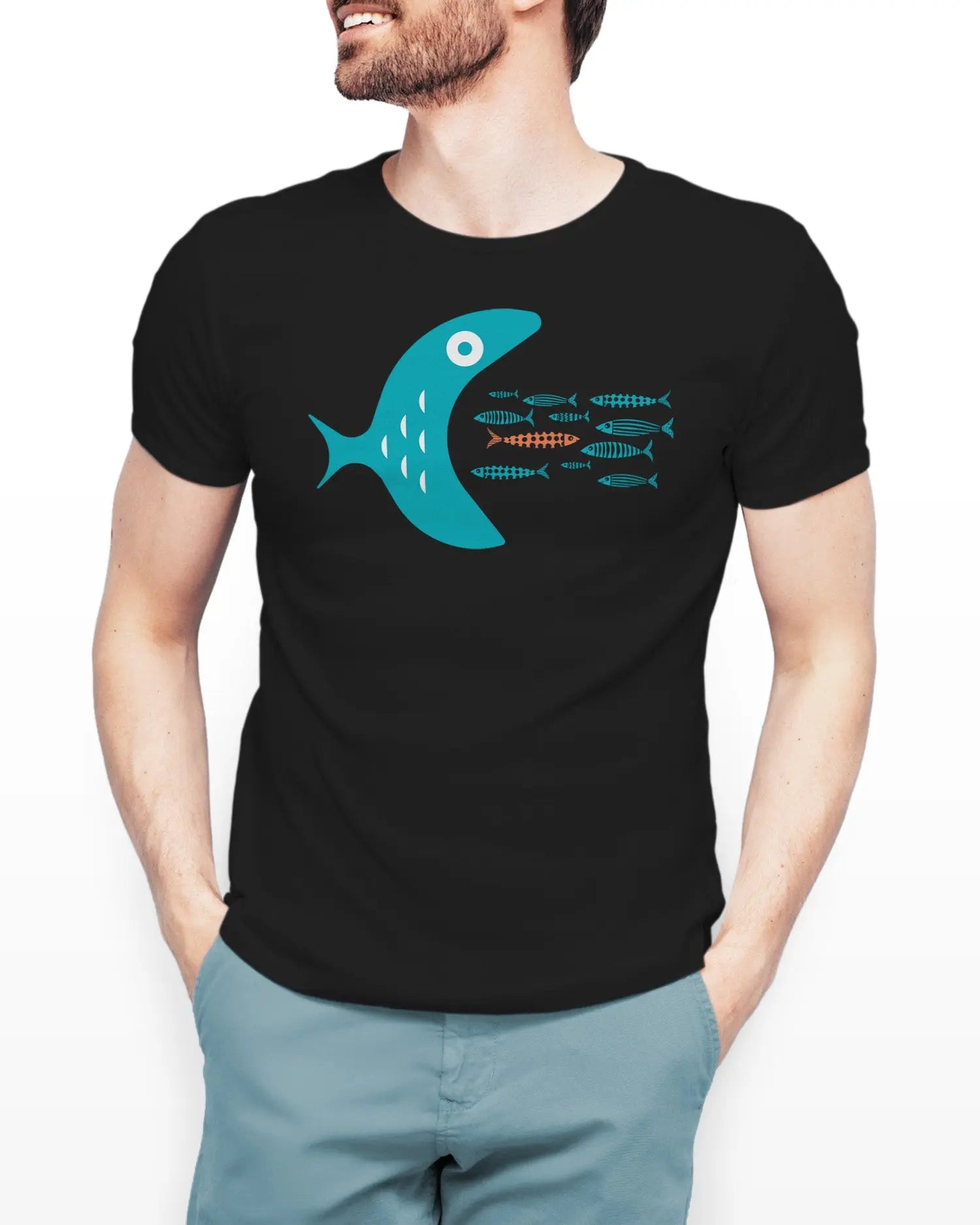 Camiseta de Manga Corta -  Pez Grande  - 100% Algodón Home & Living