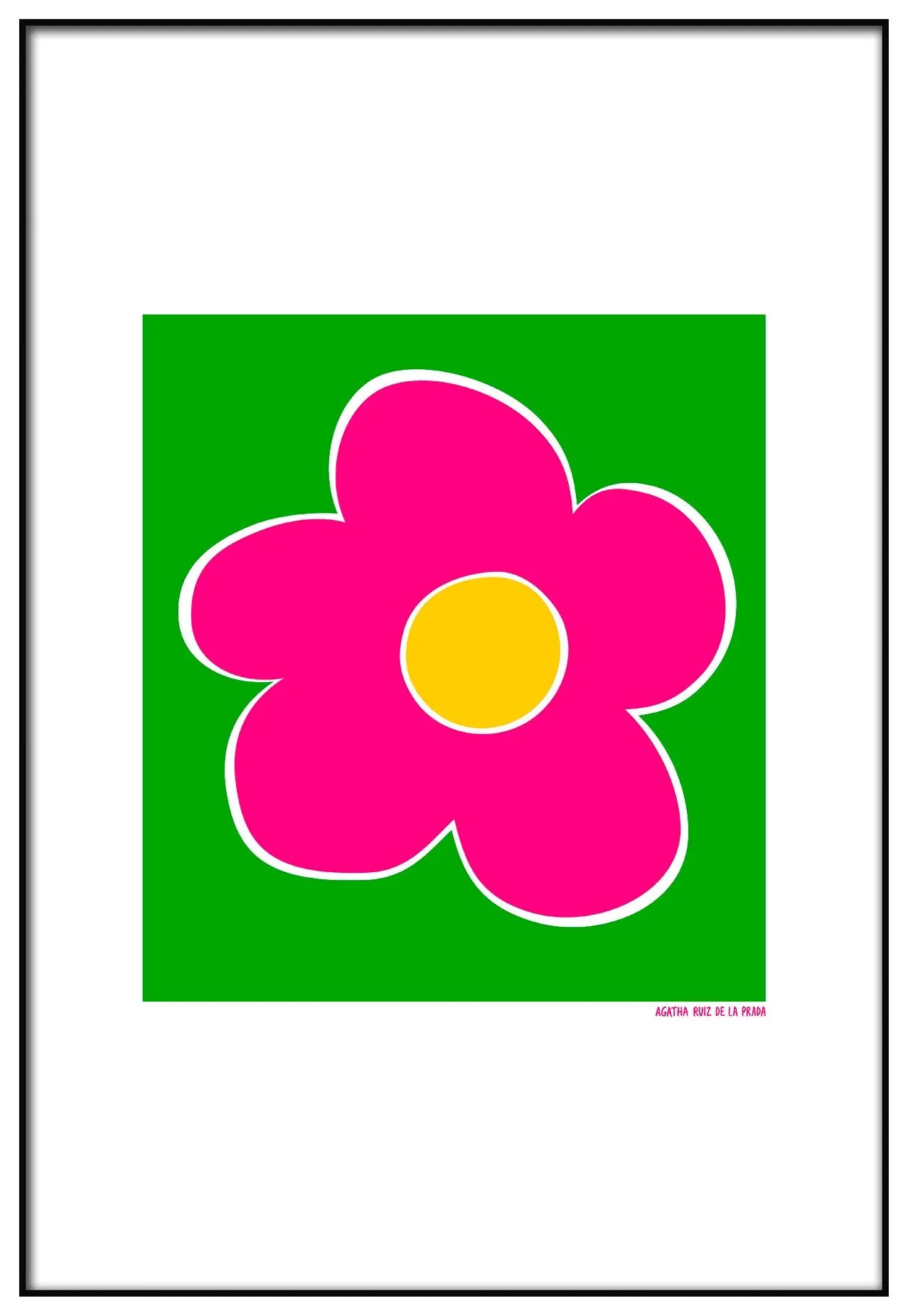 Cuadro Agatha Ruiz de la Prada Flor Fondo Verde freeshipping - Home and Living