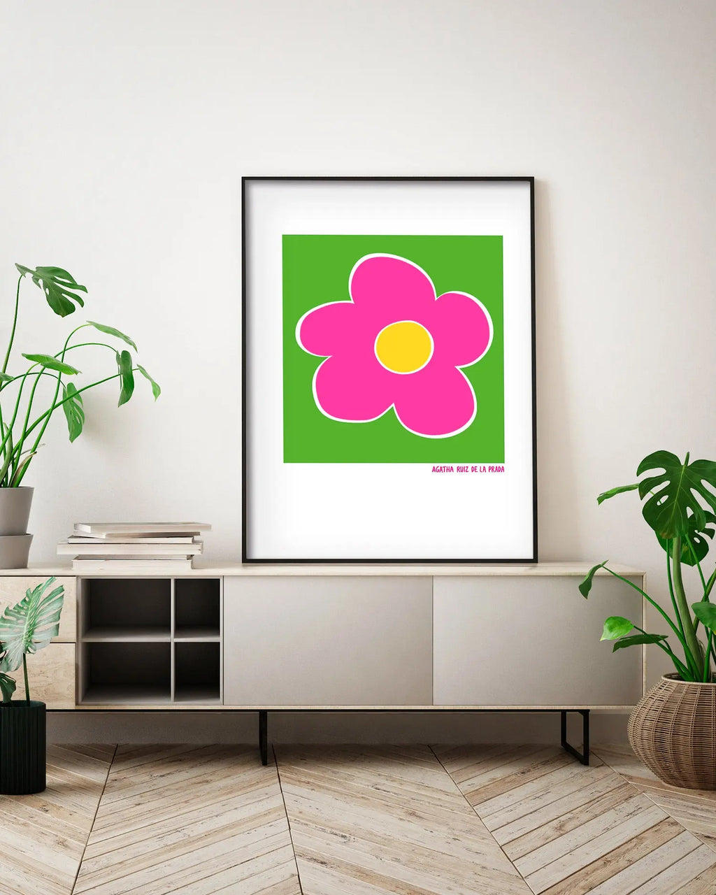 Cuadro Agatha Ruiz de la Prada Flor Fondo Verde freeshipping - Home and Living