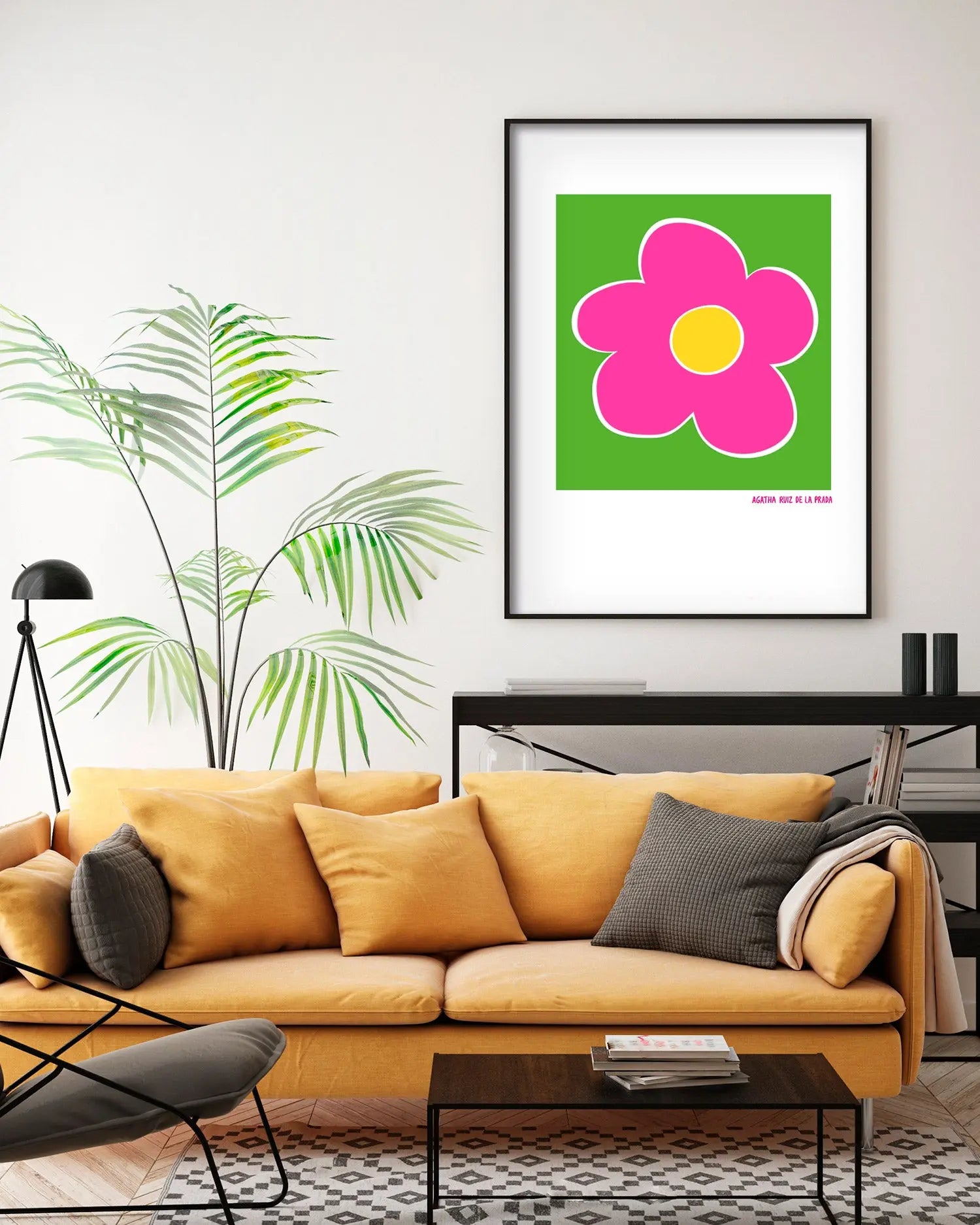 Cuadro Agatha Ruiz de la Prada Flor Fondo Verde freeshipping - Home and Living