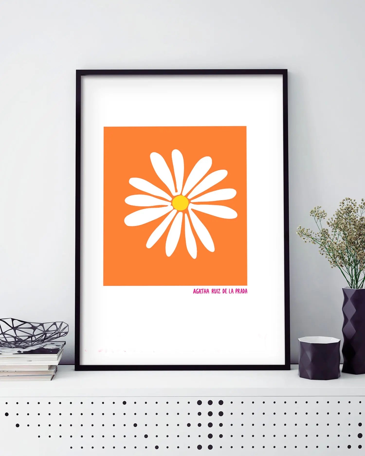 Cuadro Agatha Ruiz de la Prada Margarita Fondo Naranja freeshipping - Home and Living