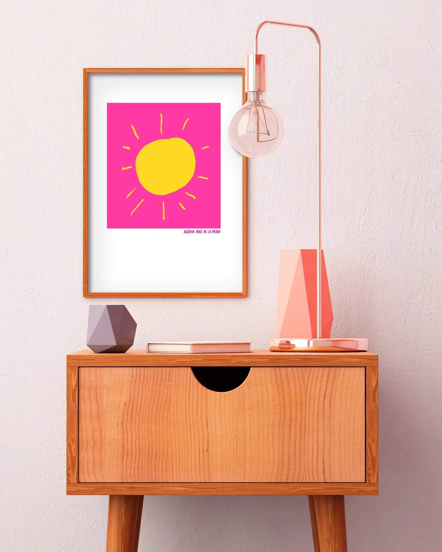 Cuadro Agatha Ruiz de la Prada Sol Fondo Rosa freeshipping - Home and Living