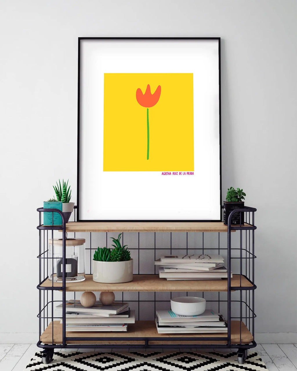 Cuadro Agatha Ruiz de la Prada Tulipán Fondo Amarillo freeshipping - Home and Living