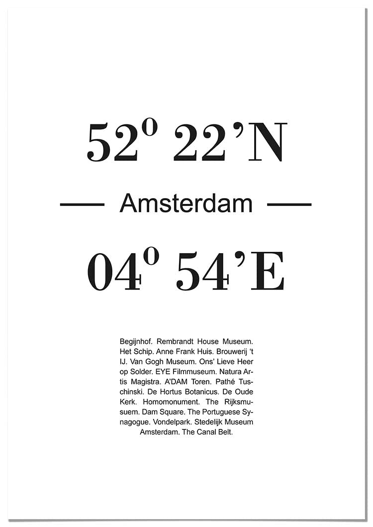 Cuadro Coordenadas de Ámsterdam Home & Living 